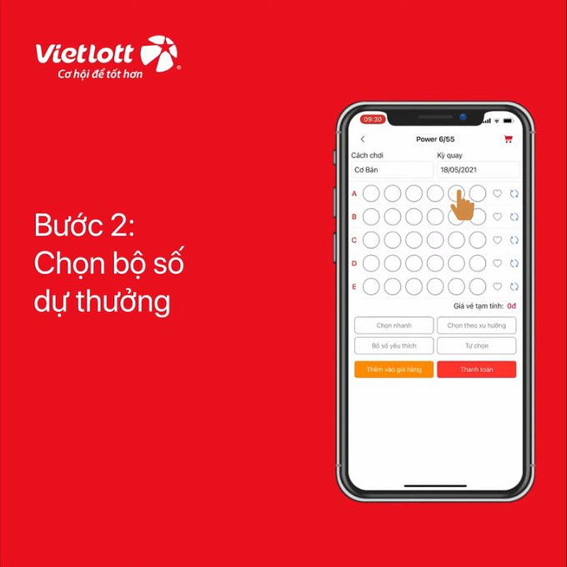 Hướng dẫn chọn bộ số muốn mua trong ứng dụng Vietlott SMS với các tính năng hỗ trợ.