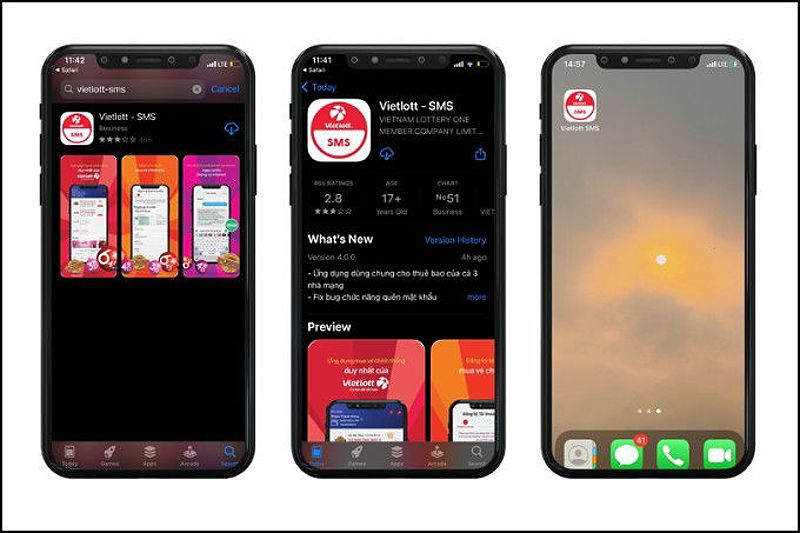 Hướng dẫn tải ứng dụng Vietlott SMS trên điện thoại iOS từ App Store.